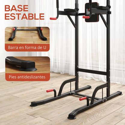 Exercise Tower Multifunctional Station Adjustable Height with 7 Holes for Fitness Training at Home Office Gym Maximum Load 120 kg 123x98x189-239 cm Black and Red