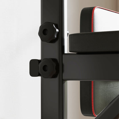 Exercise Tower Multifunctional Station Adjustable Height with 7 Holes for Fitness Training at Home Office Gym Maximum Load 120 kg 123x98x189-239 cm Black and Red