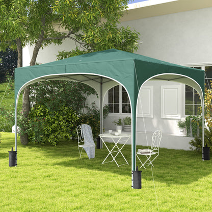 Pop-up Garden Gazebo for 6-9 People, 3x3m Folding Gazebo with Adjustable Height and Carry Bag, Metal Frame with Ropes, Stakes, and Sandbags, 295x295x255 cm, Green