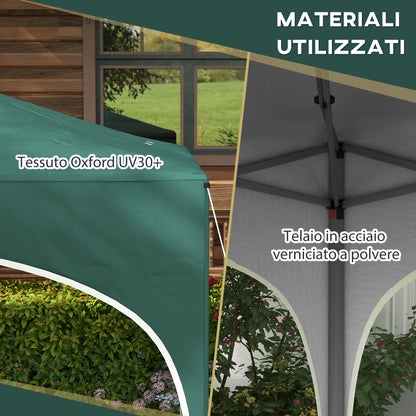 Pop-up Garden Gazebo for 6-9 People, 3x3m Folding Gazebo with Adjustable Height and Carry Bag, Metal Frame with Ropes, Stakes, and Sandbags, 295x295x255 cm, Green