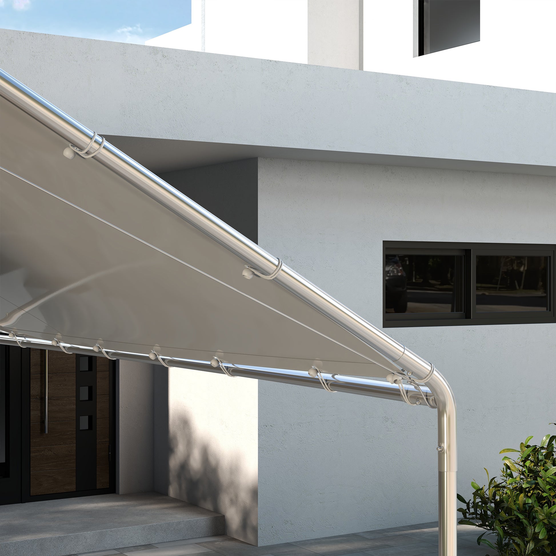 Replacement Canopy Cover for 3 x 6 m Carport Car Awning Replacement Tarpaulin with 48 White Ball Bungees (cover only, frame not included)