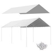 Replacement Canopy Cover for 3 x 6 m Carport Car Awning Replacement Tarpaulin with 48 White Ball Bungees (cover only, frame not included)