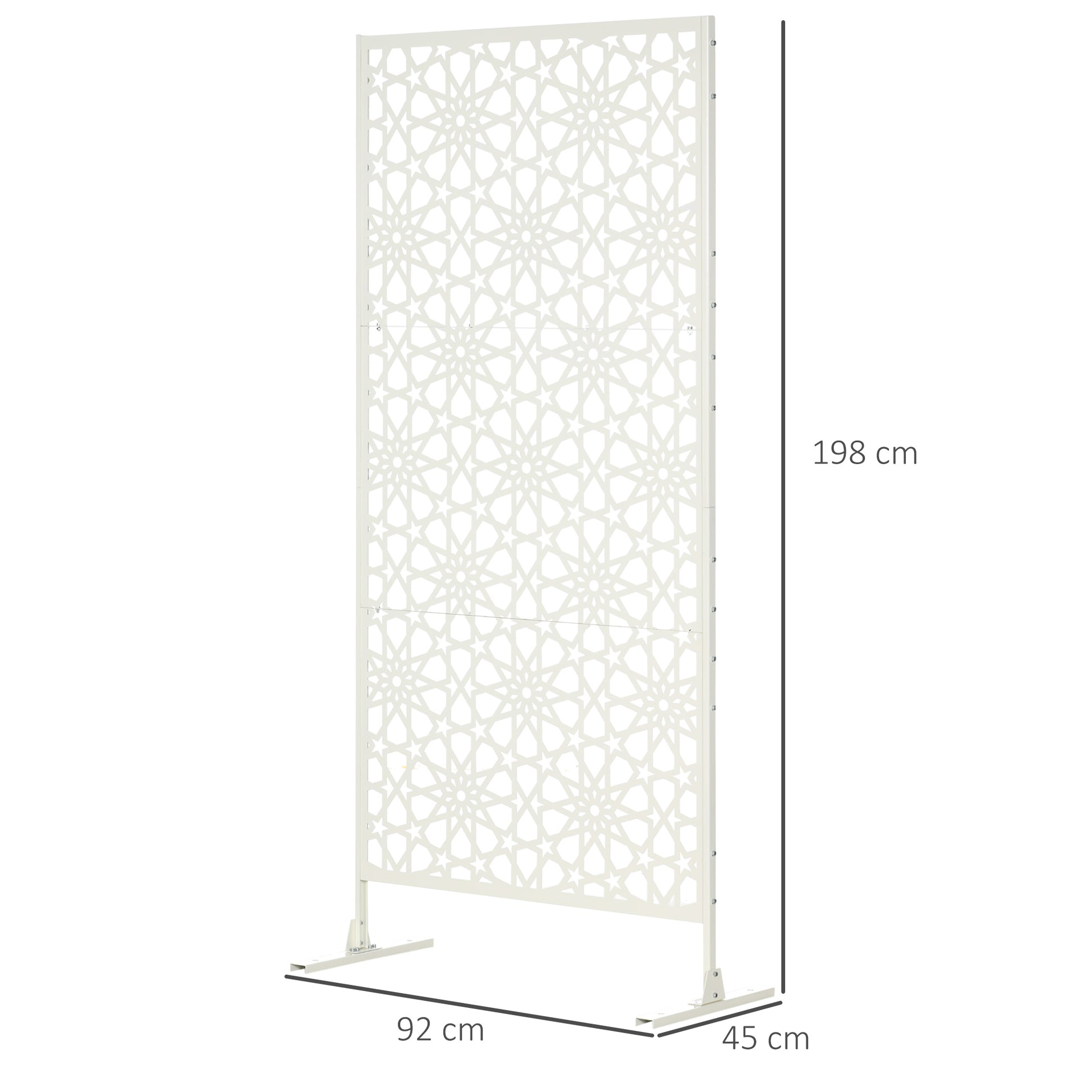 3-Panel Room Divider with Snowflake Design for Outdoor Garden Patio Terrace 92x45x198 cm White