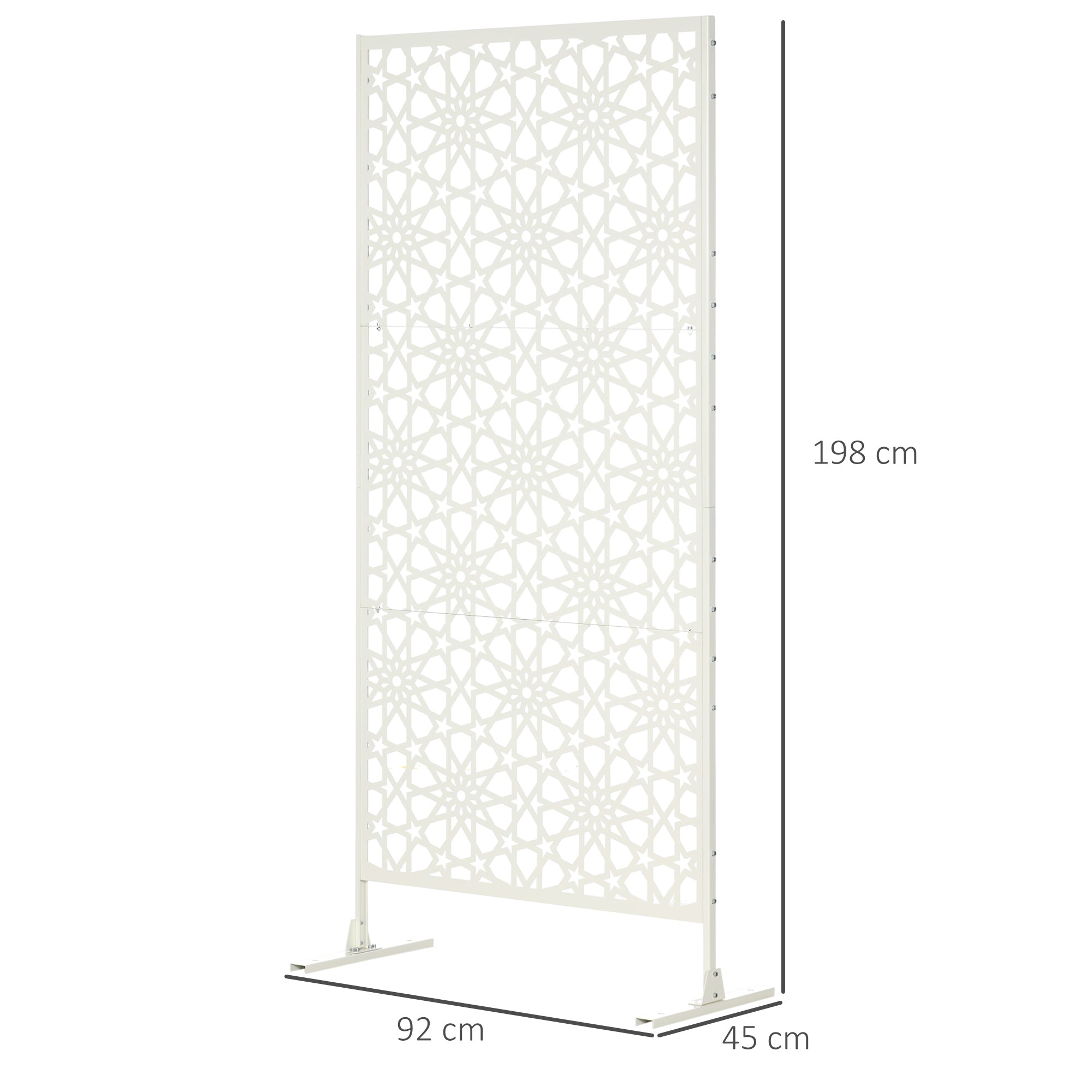 3-Panel Room Divider with Snowflake Design for Outdoor Garden Patio Terrace 92x45x198 cm White