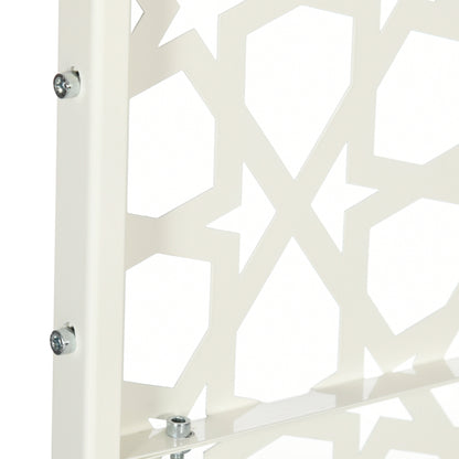 3-Panel Room Divider with Snowflake Design for Outdoor Garden Patio Terrace 92x45x198 cm White