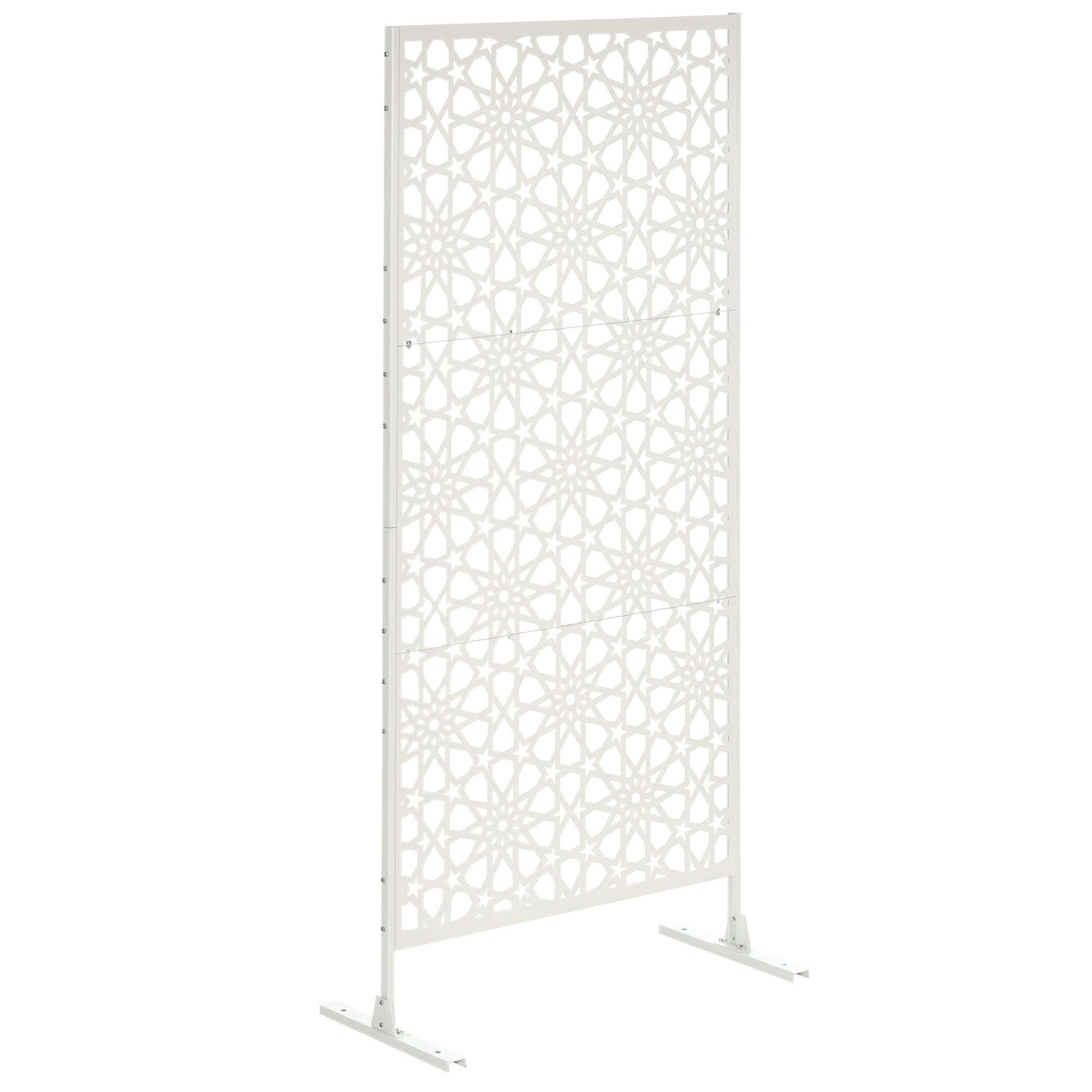 3-Panel Room Divider with Snowflake Design for Outdoor Garden Patio Terrace 92x45x198 cm White