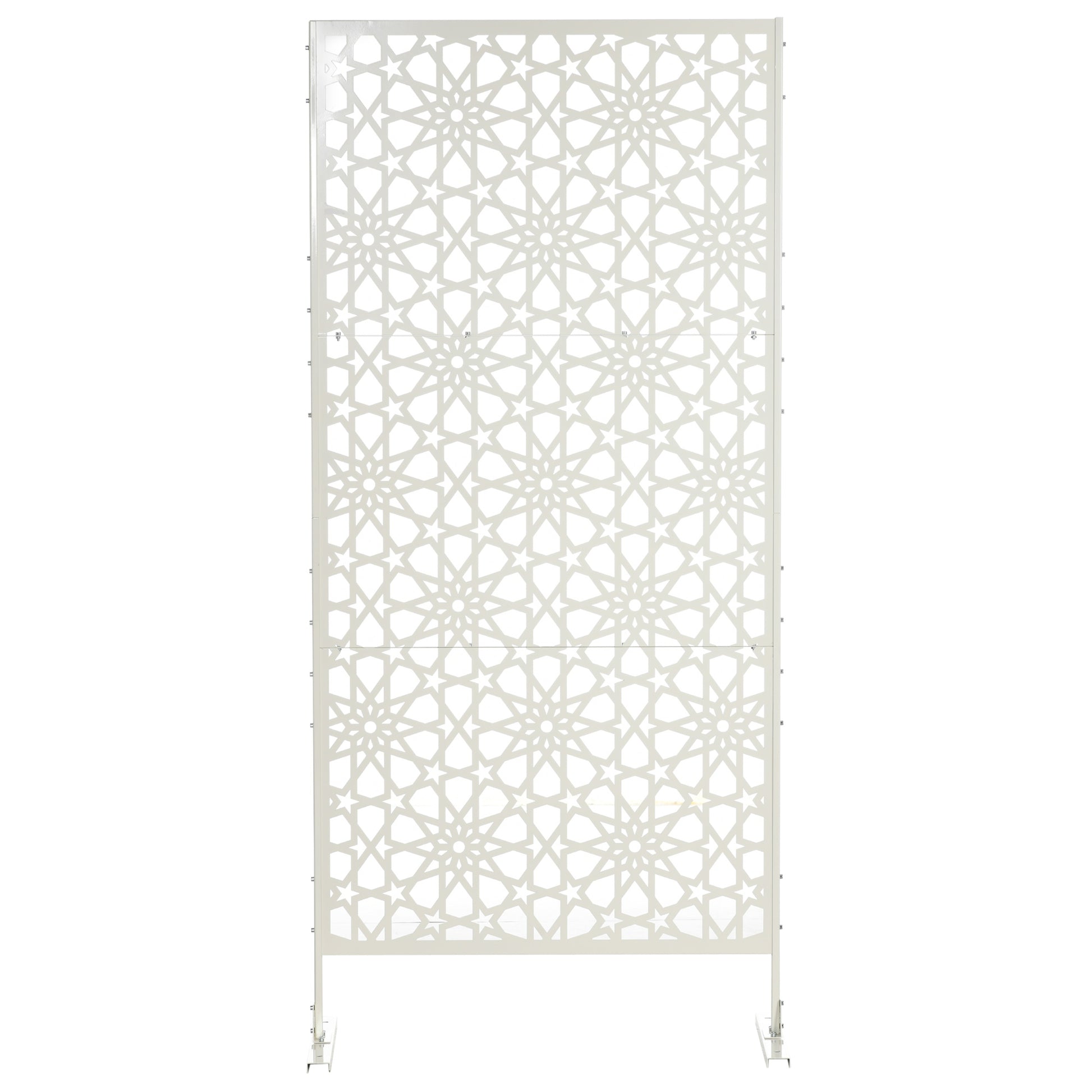 3-Panel Room Divider with Snowflake Design for Outdoor Garden Patio Terrace 92x45x198 cm White
