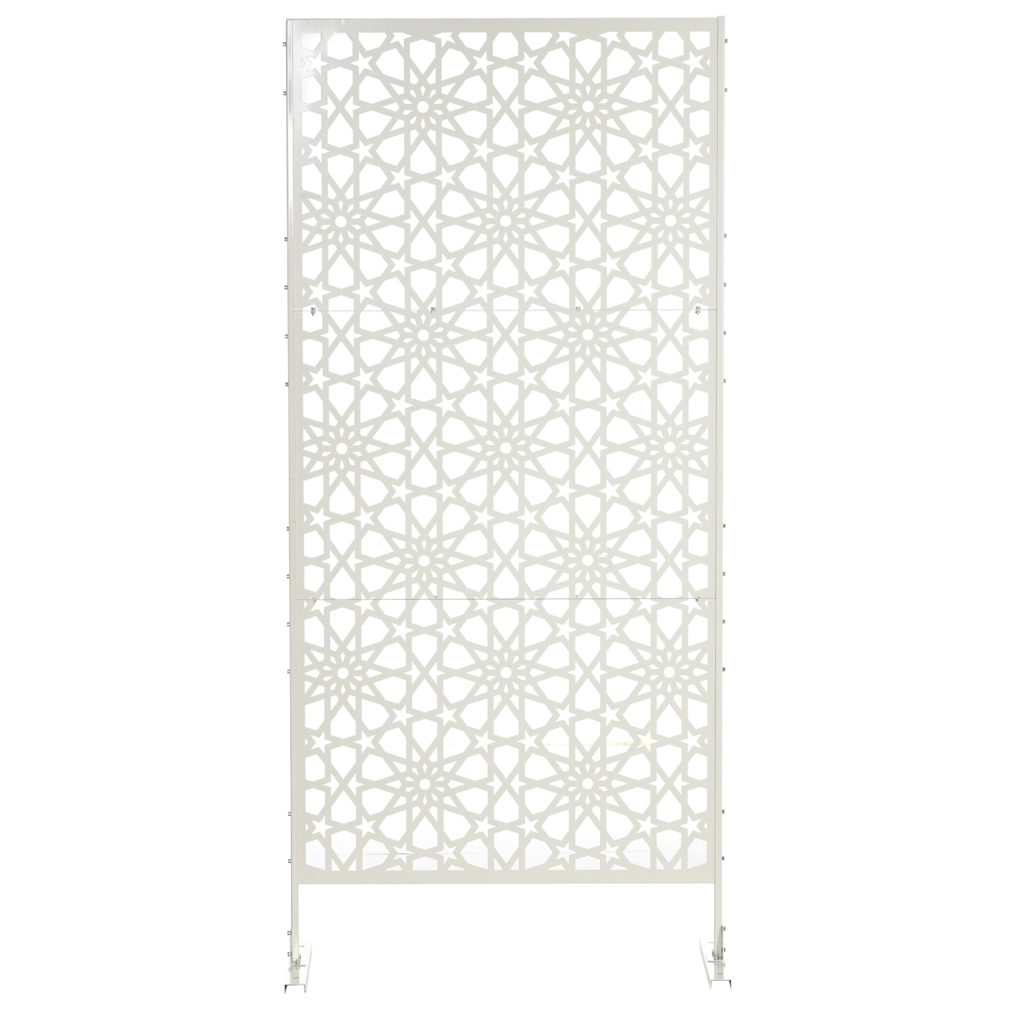 3-Panel Room Divider with Snowflake Design for Outdoor Garden Patio Terrace 92x45x198 cm White
