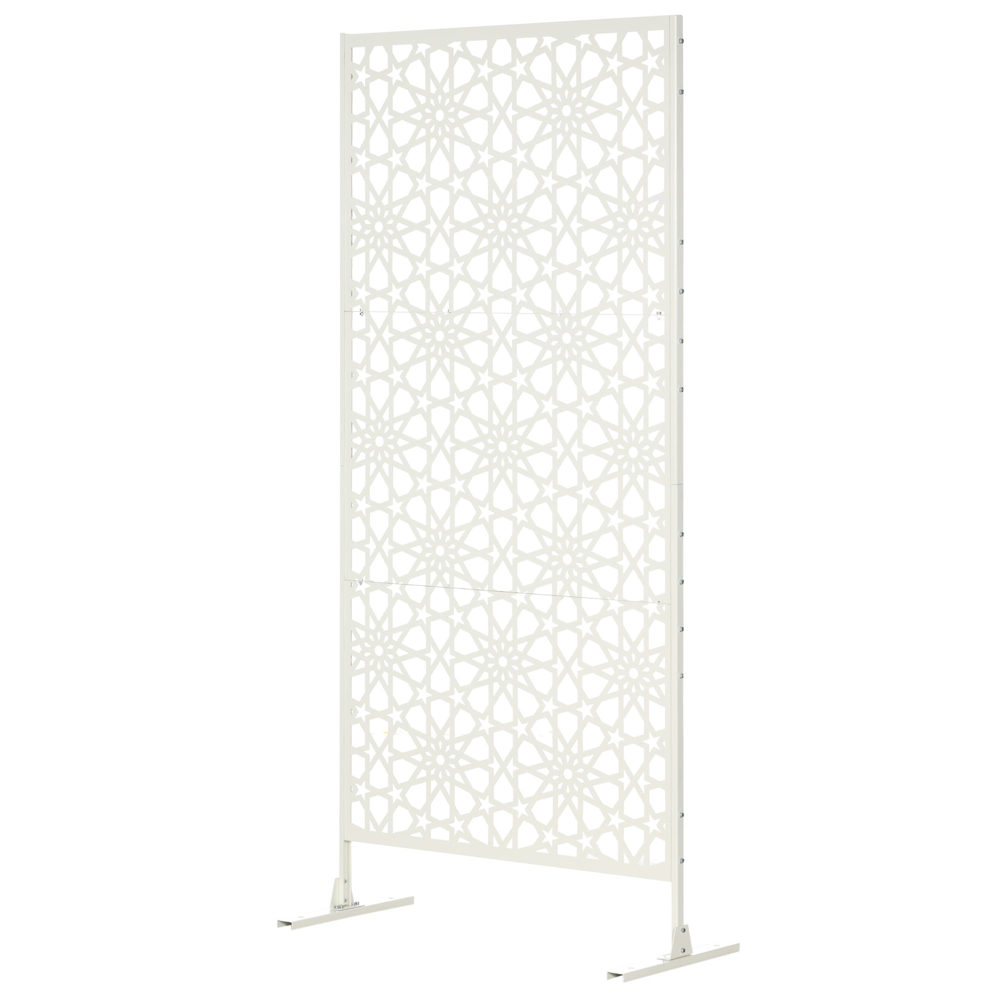 3-Panel Room Divider with Snowflake Design for Outdoor Garden Patio Terrace 92x45x198 cm White