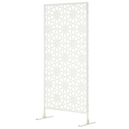 3-Panel Room Divider with Snowflake Design for Outdoor Garden Patio Terrace 92x45x198 cm White