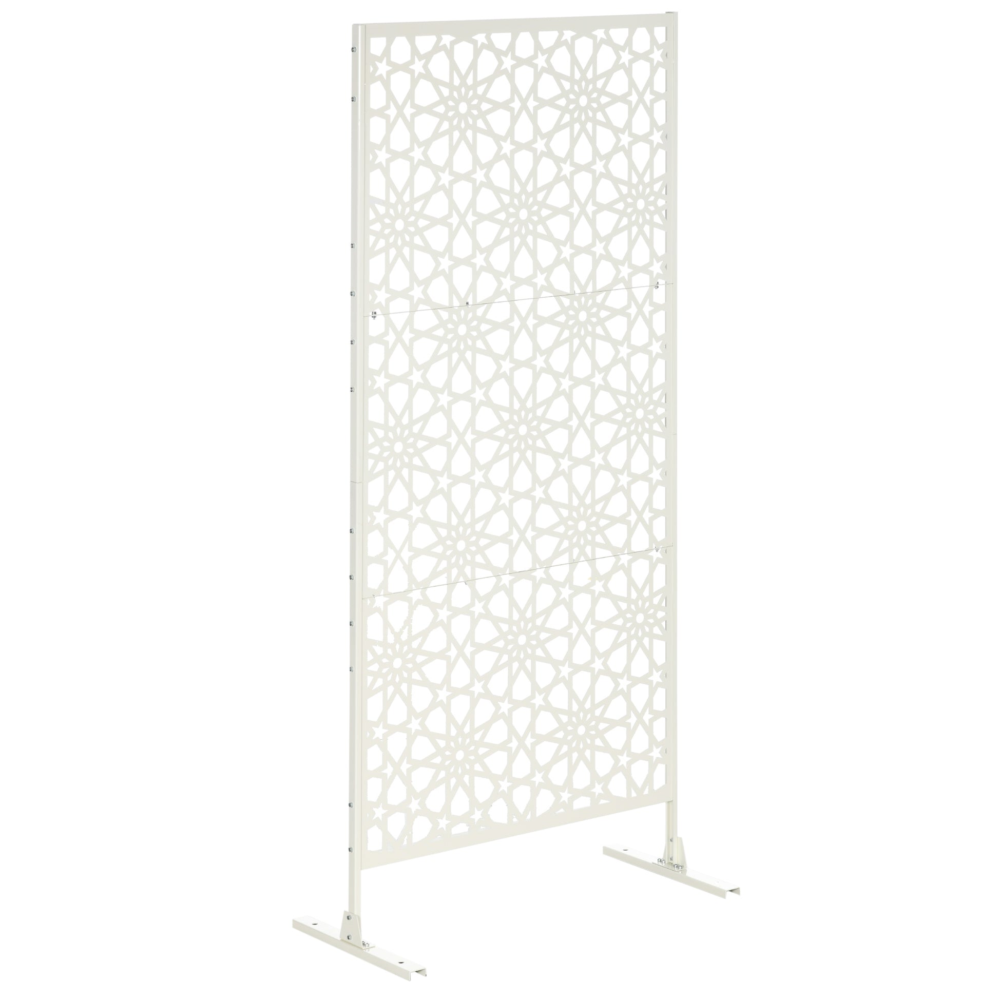 3-Panel Room Divider with Snowflake Design for Outdoor Garden Patio Terrace 92x45x198 cm White