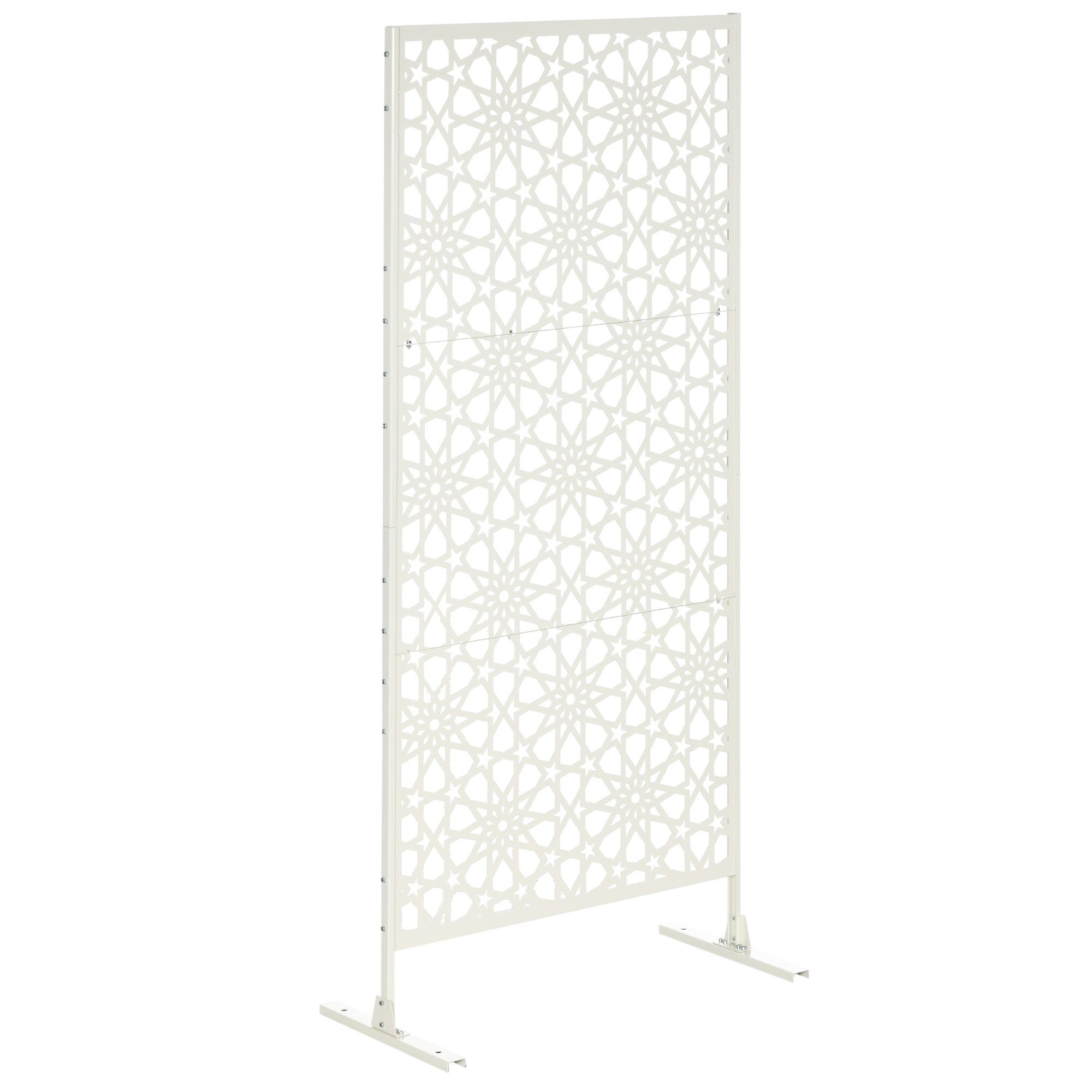 3-Panel Room Divider with Snowflake Design for Outdoor Garden Patio Terrace 92x45x198 cm White