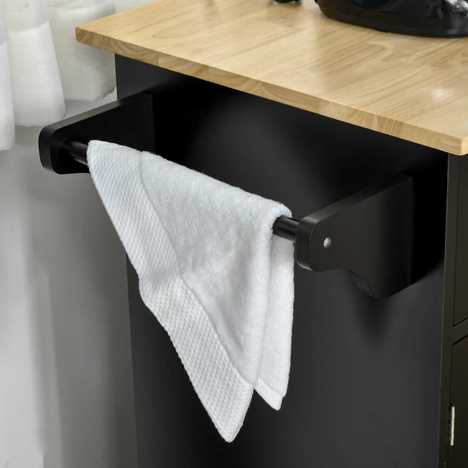Multi-purpose Kitchen Trolley with 2 Drawers, 3-door Cabinet and 4 Wheels, Kitchen Island in Wood and MDF, 121x46x91cm, Black