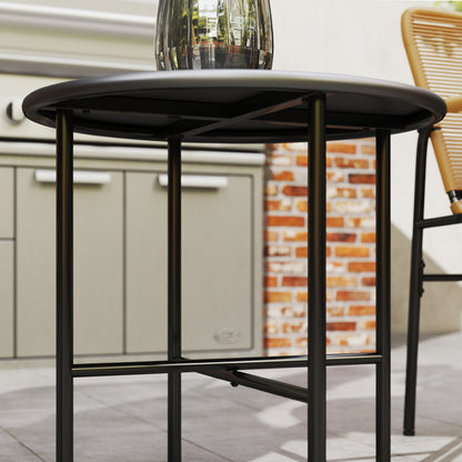 3-Piece Rattan Bistro Set, Seating Group, Garden Set with 2 Garden Armchairs, Coffee Table, Balcony Furniture Set for Garden, Terrace, Steel, Yellow