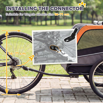 Foldable Dog Bike Trailer with Reflectors — 2 Zippered Doors, Internal Leash, Mesh Windows, Portable 600D Oxford Carrier for Small to Medium Dogs (up to 44 lb)
