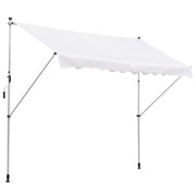 Retractable Manual Awning 300x150x170-280 cm Balcony Awning with Adjustable Height Crank and Sun Protection for Terrace Garden White