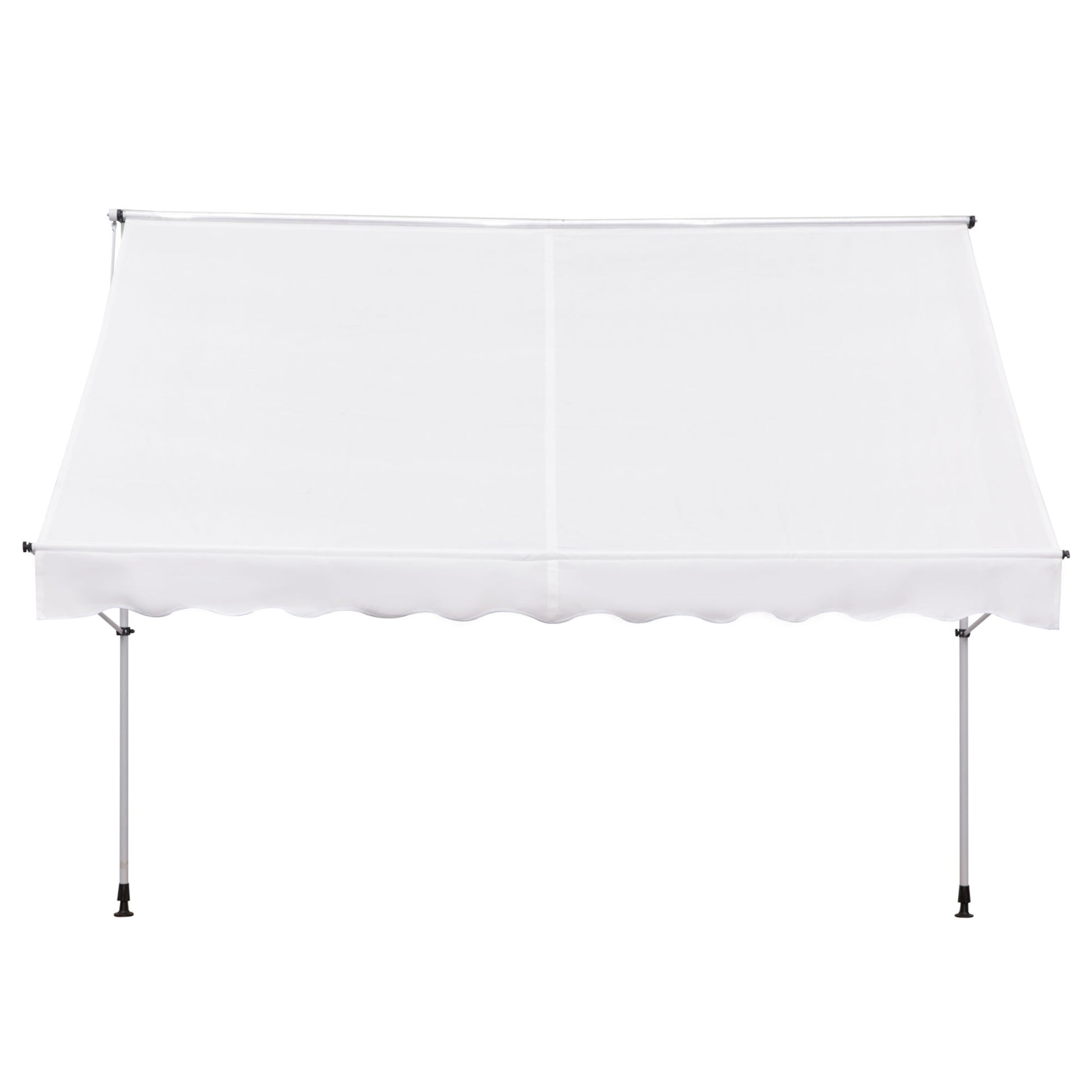 Retractable Manual Awning 300x150x170-280 cm Balcony Awning with Adjustable Height Crank and Sun Protection for Terrace Garden White