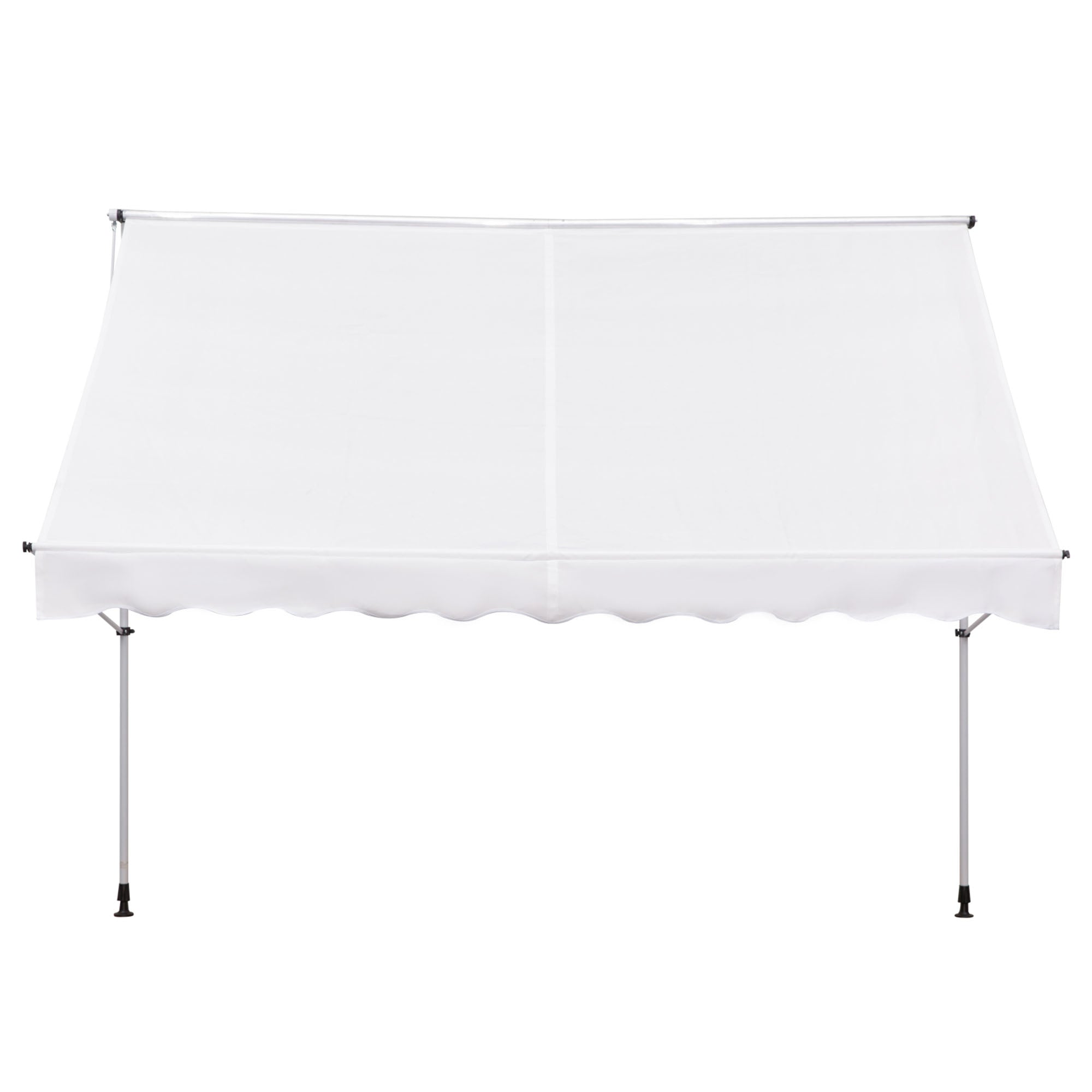 Retractable Manual Awning 300x150x170-280 cm Balcony Awning with Adjustable Height Crank and Sun Protection for Terrace Garden White
