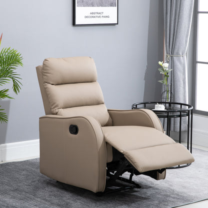 Manual Reclining Relax Armchair Upholstered in PU with Retractable Footrest Extra Padded Seat and Backrest for Living Room Office Bedroom 65x89x100 cm Brown