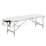 Foldable Massage Table Cosmetic Bed Adjustable Height Massage Bed Aluminum Foam Plastic White 215 x 81 x 61-84 cm
