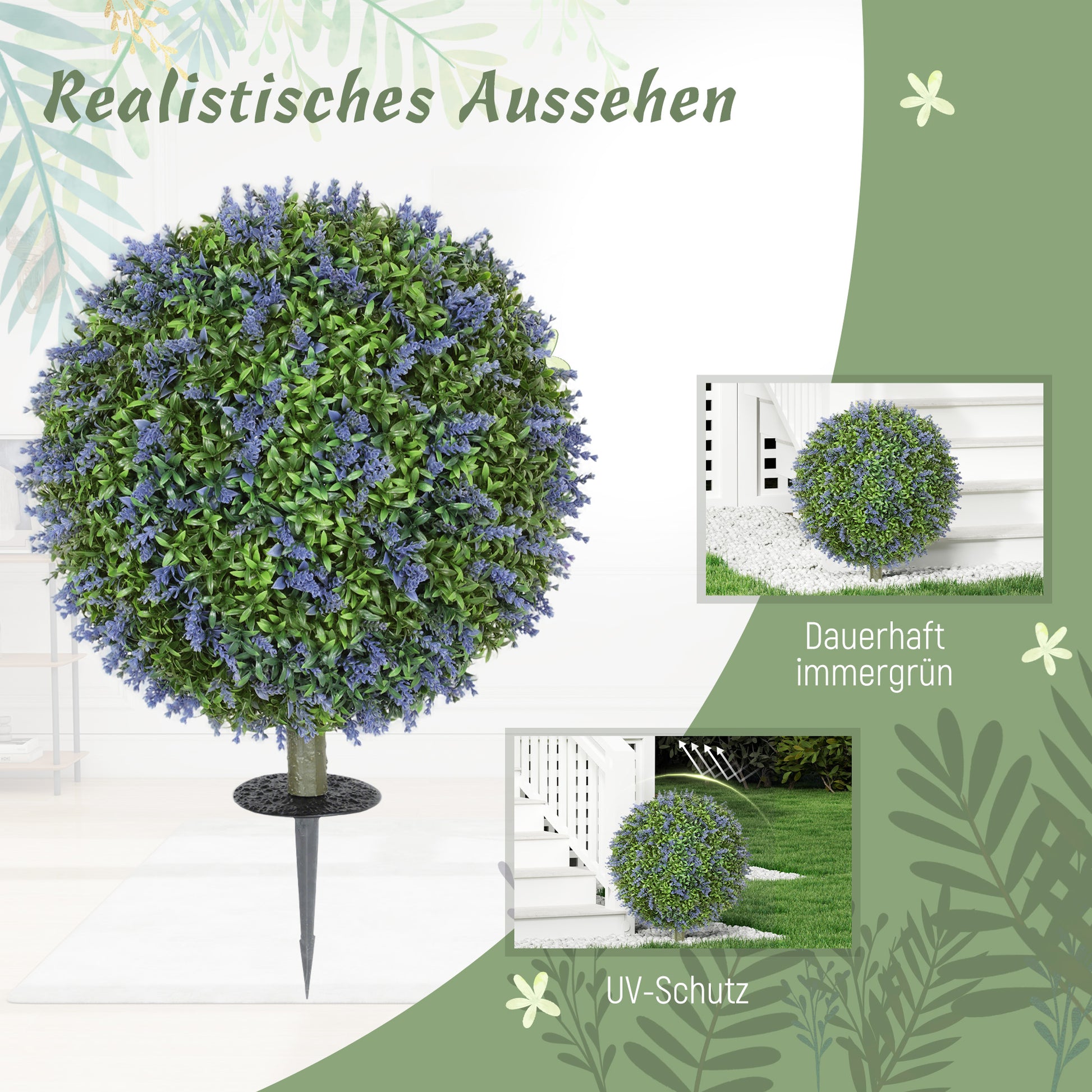 2-Piece Set Artificial Lavender 60cm Artificial Plants with UV Protection Artificial Plant realistic with ground stakes for bedroom living room office garden modern decoration