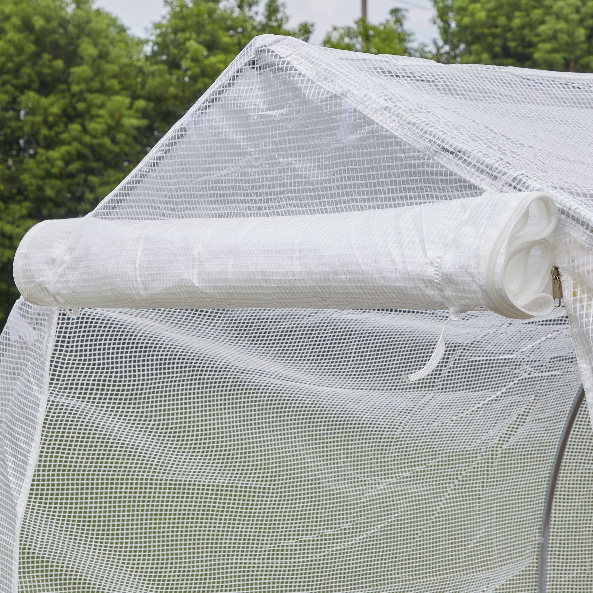Garden Greenhouse 4x2x2 m Tunnel Type with 6 Breathable Windows and Roll-Up Zipper Door for Growing Plants Vegetables White