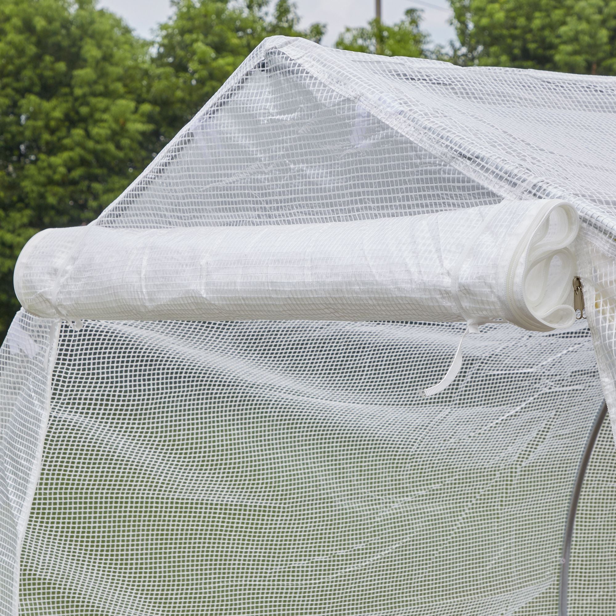 Garden Greenhouse 4x2x2 m Tunnel Type with 6 Breathable Windows and Roll-Up Zipper Door for Growing Plants Vegetables White