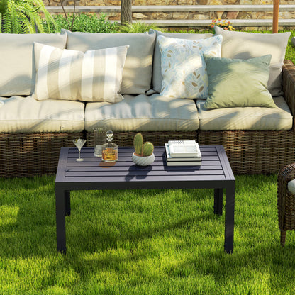 Rectangular Steel Balcony Coffee Table – Weather-Resistant Outdoor/Patio Coffee Table, 101.5 x 61 x 46 cm (40" x 24" x 18"), Gray