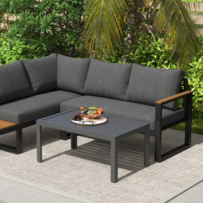 Rectangular Steel Balcony Coffee Table – Weather-Resistant Outdoor/Patio Coffee Table, 101.5 x 61 x 46 cm (40" x 24" x 18"), Gray