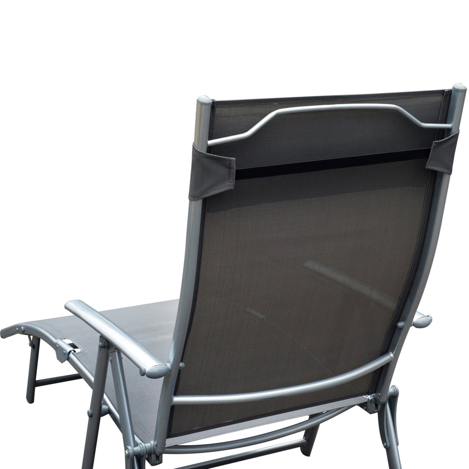 Folding Sun Lounger Beach Chair with Pillow Recliner with 7-Position Adjustable Backrest Sun Lounger Recliner Sun Lounger Garden Chair up to 165 kg load capacity, for garden vacation outdoor, Gray