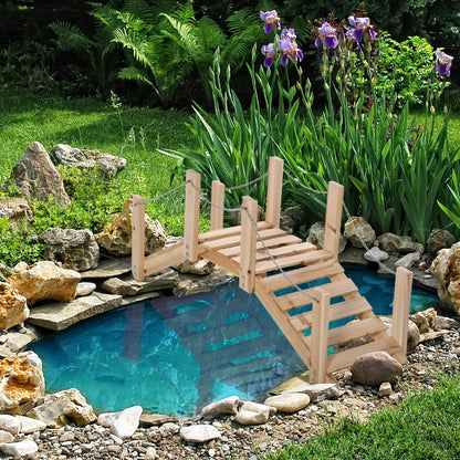 Garden Wooden Bridge - Pond Bridge - Wood Bridge - Garden Decoration Dimensions 100L x 32W x 48H cm - Fir Wood