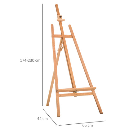 Painting Easel Made of Beech Wood Studio Drawing Easel Adjustable Height Tripod 65x44x174-230 cm