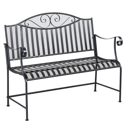 Garden Bench Seat Park Bench 2-Seater Metal Bench Steel Frame with Armrest for Garden Balcony and Terrace up to 220 kg Capacity Gray 115.5 x 54 x 96 cm