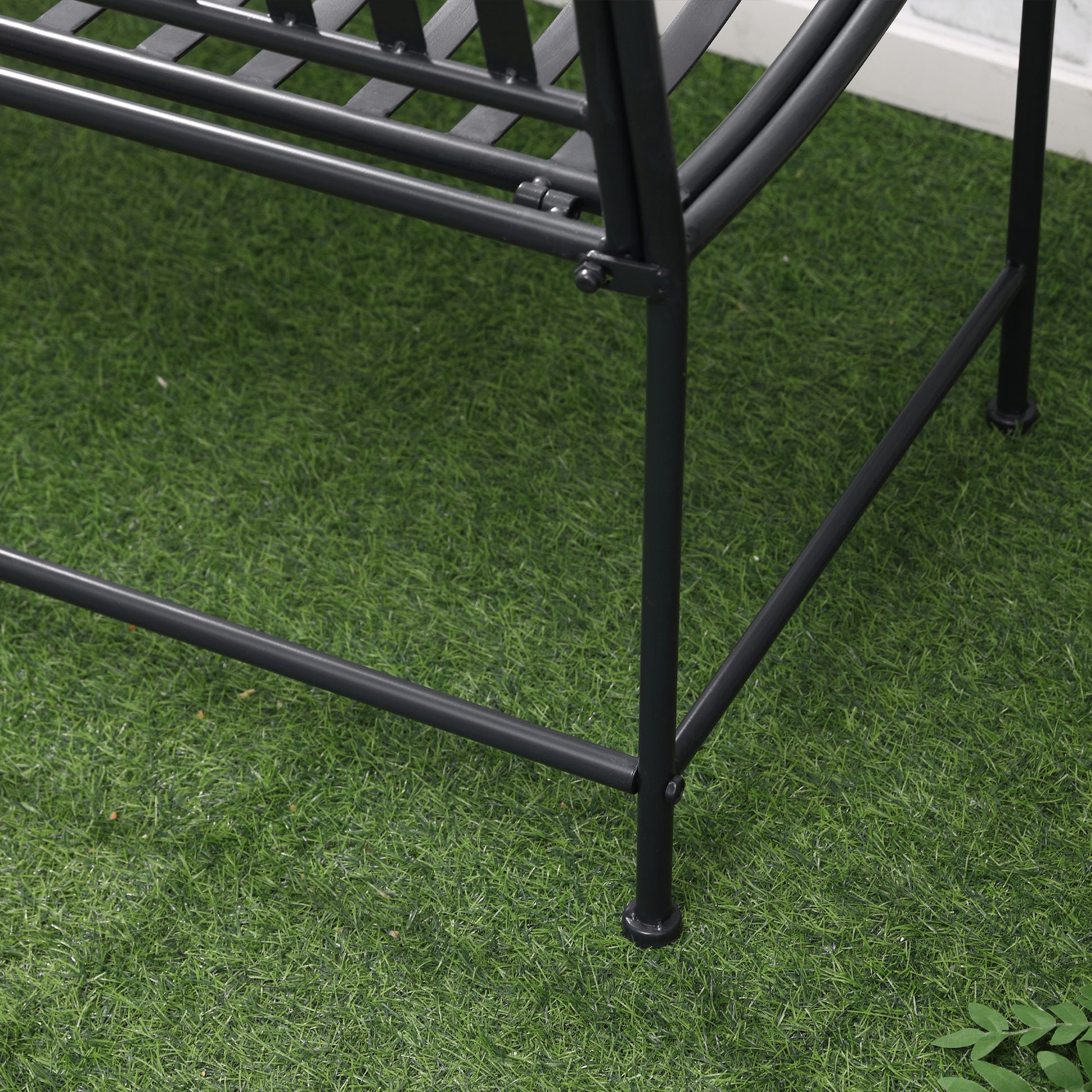 Garden Bench Seat Park Bench 2-Seater Metal Bench Steel Frame with Armrest for Garden Balcony and Terrace up to 220 kg Capacity Gray 115.5 x 54 x 96 cm