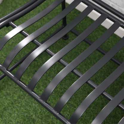 Garden Bench Seat Park Bench 2-Seater Metal Bench Steel Frame with Armrest for Garden Balcony and Terrace up to 220 kg Capacity Gray 115.5 x 54 x 96 cm