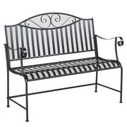 Garden Bench Seat Park Bench 2-Seater Metal Bench Steel Frame with Armrest for Garden Balcony and Terrace up to 220 kg Capacity Gray 115.5 x 54 x 96 cm