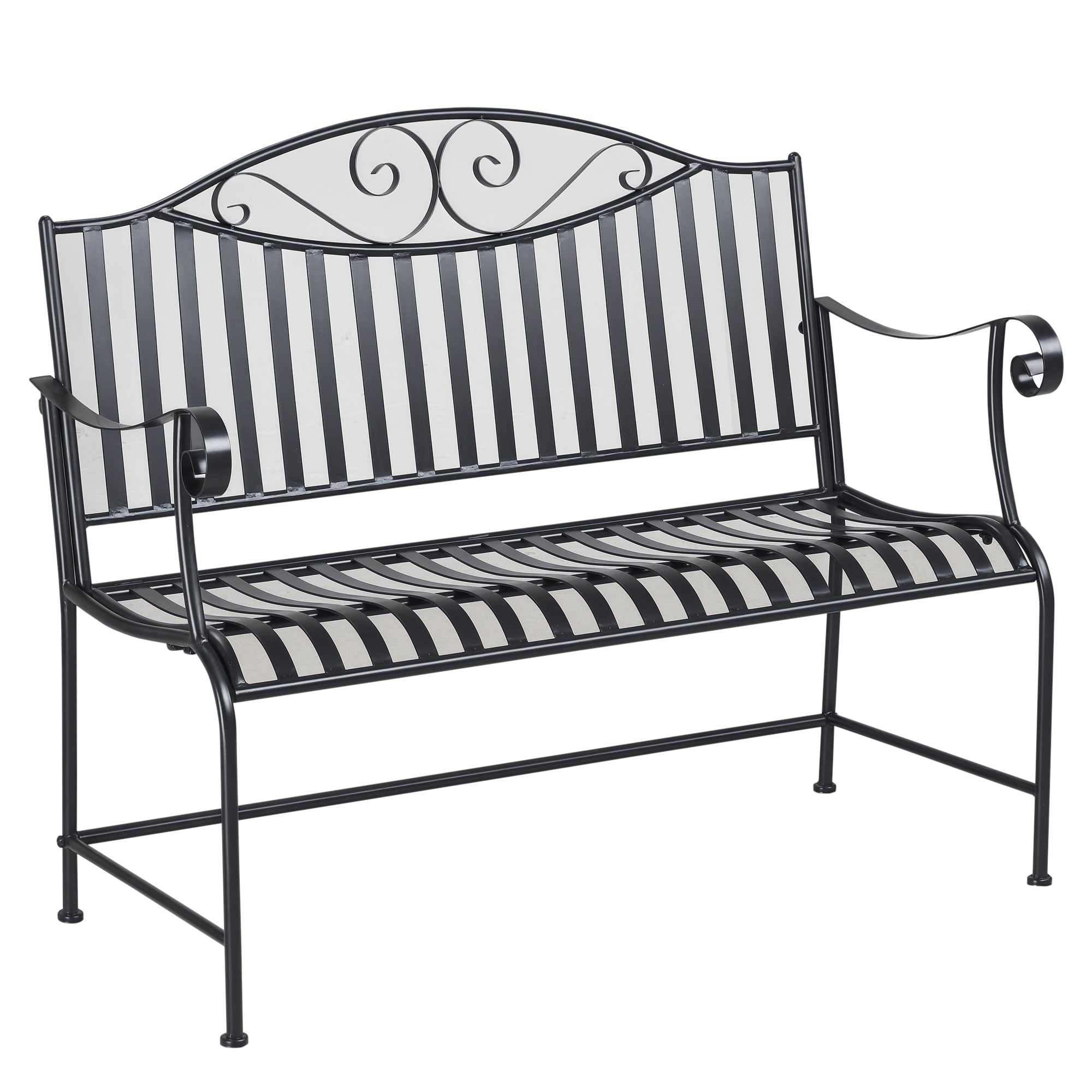 Garden Bench Seat Park Bench 2-Seater Metal Bench Steel Frame with Armrest for Garden Balcony and Terrace up to 220 kg Capacity Gray 115.5 x 54 x 96 cm