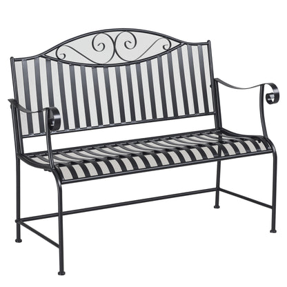Garden Bench Seat Park Bench 2-Seater Metal Bench Steel Frame with Armrest for Garden Balcony and Terrace up to 220 kg Capacity Gray 115.5 x 54 x 96 cm