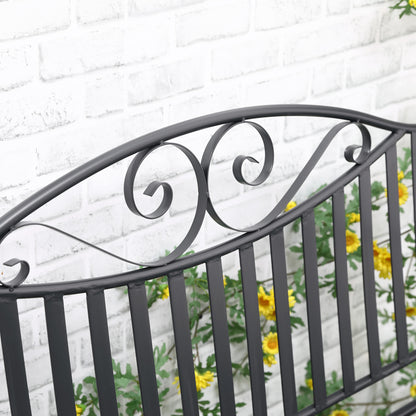 Garden Bench Seat Park Bench 2-Seater Metal Bench Steel Frame with Armrest for Garden Balcony and Terrace up to 220 kg Capacity Gray 115.5 x 54 x 96 cm