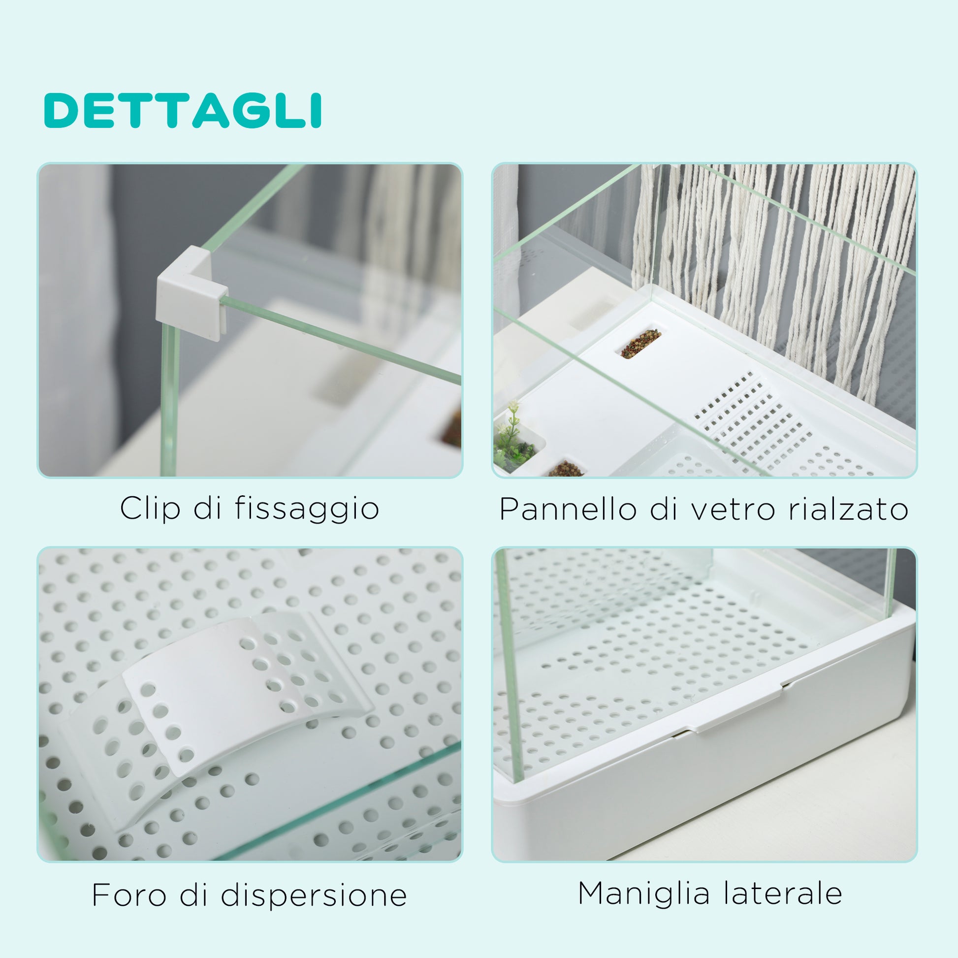 Turtle Tank with 3-Level Filter and Glass Panels, ABS Paludarium, 51x31x25.5 cm, White