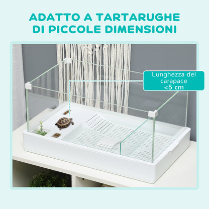 Turtle Tank with 3-Level Filter and Glass Panels, ABS Paludarium, 51x31x25.5 cm, White