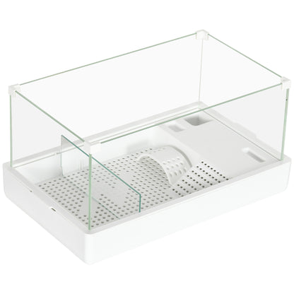 Turtle Tank with 3-Level Filter and Glass Panels, ABS Paludarium, 51x31x25.5 cm, White