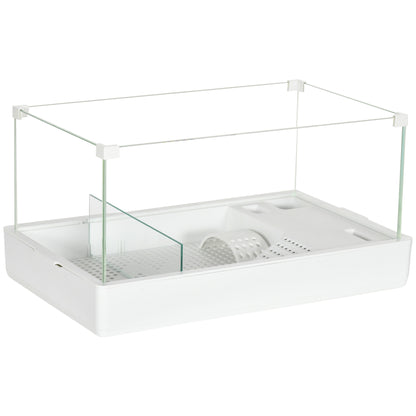Turtle Tank with 3-Level Filter and Glass Panels, ABS Paludarium, 51x31x25.5 cm, White