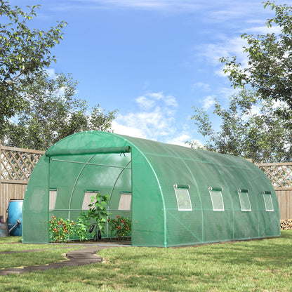Greenhouse approx. 6 x 3 x 2 m Foil Greenhouse with 8 Windows, Roll-Up Door, Roll-up Side Panels, UV-Resistant Foil Tunnel, Winterproof Tomato House with Ground Anchors, Green