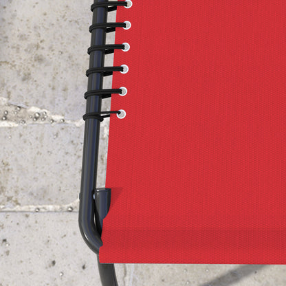 Folding Sun Lounger with Multi-Position Adjustable Backrest Thermoplastic Steel Elastic Laces Black Textilene Wine Red