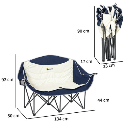 2-Seat Folding Camping Chair with Cup Holders & Carry Bag — Outdoor Folding Chair, Padded, Supports up to 250 kg (≈551 lb)