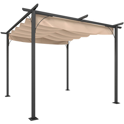 Pergola Waterproof Pavilion 3 x 3 m Patio Cover with Sliding Roof, UV Protection for Garden Beige