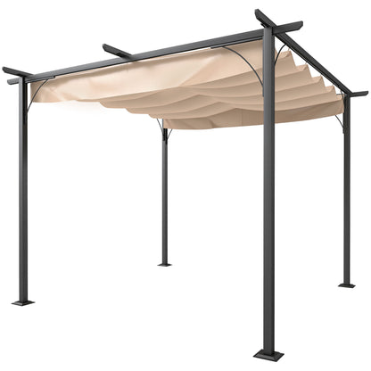 Pergola Waterproof Pavilion 3 x 3 m Patio Cover with Sliding Roof, UV Protection for Garden Beige