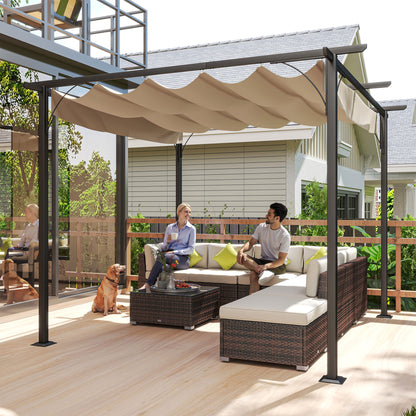 Pergola Waterproof Pavilion 3 x 3 m Patio Cover with Sliding Roof, UV Protection for Garden Beige