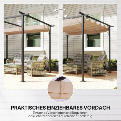 Pergola Waterproof Pavilion 3 x 3 m Patio Cover with Sliding Roof, UV Protection for Garden Beige